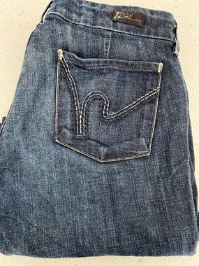 CITIZENS OF HUMANITY DUNAWAY STRETCH low waist full leg dark rinse